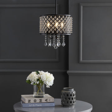 Gigi Metal/Crystal Adjustable LED Drop Chandelier - JONATHAN Y